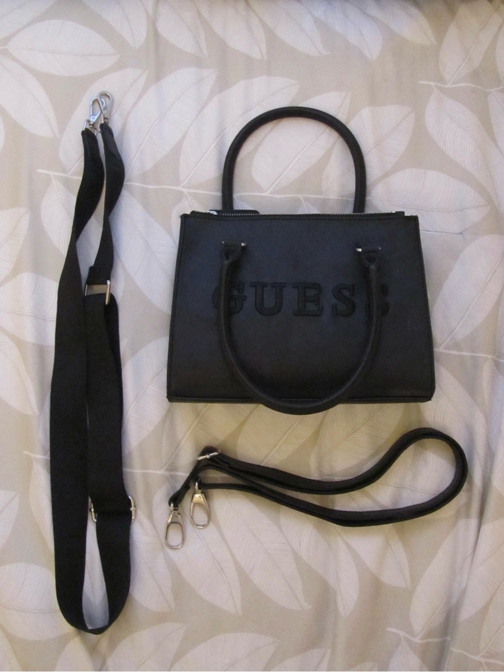 Authentic GUESS Black Logo Top-Handle Bag with Two Straps - Picture 16 of 16